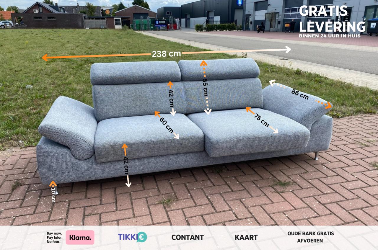 Montel Chicago stoffen 3-Zitsbank –Verstelbaar Comfort–Flexibel Loungen