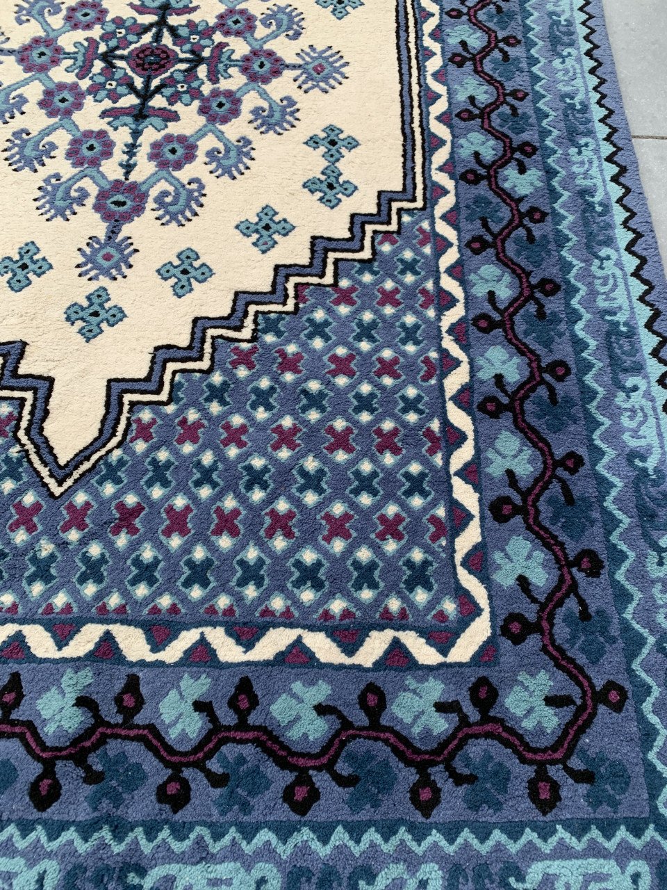 💙Schitterend Sfeervol Blauw Handgeknoopt Vintage Vloerkleed💙