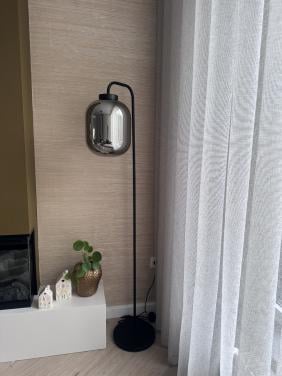 Mooie vloerlamp met spiegelglas / smoke glas
