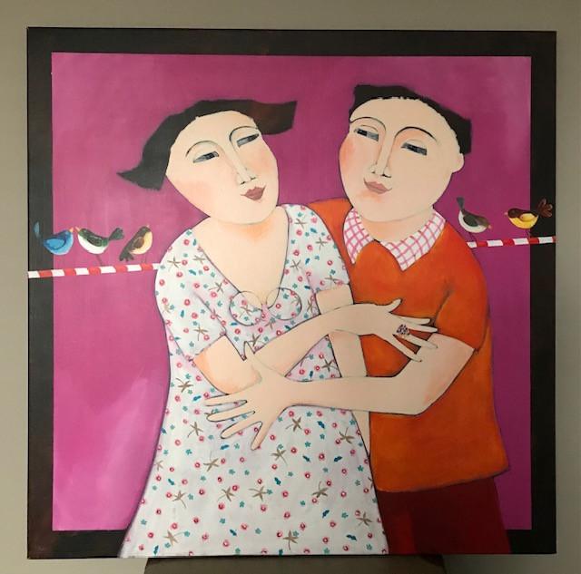 Schilderij "................." 80 x 80 cm (titel ontbreekt) Acryl op linnen