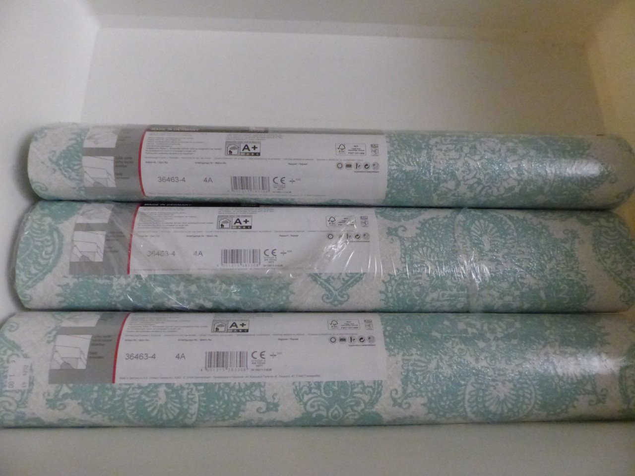 Behang dik 3 roL OOK voor slechte muren Turquoise iets glimmend ISOLEREND