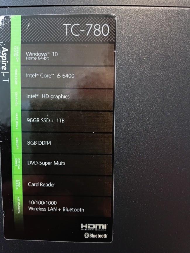 Acer Aspire TC780 PC met Windows 11 en Office 2021pakket