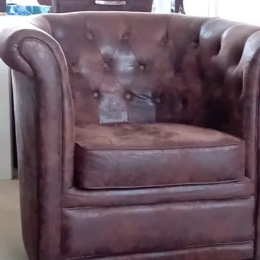 Kuipstoel chesterfieldlook bruin