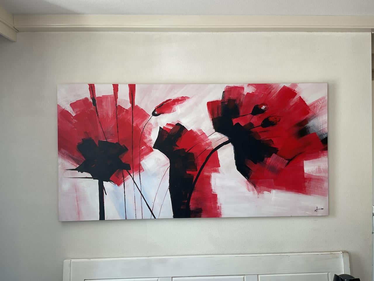 Klaprozen op canvas