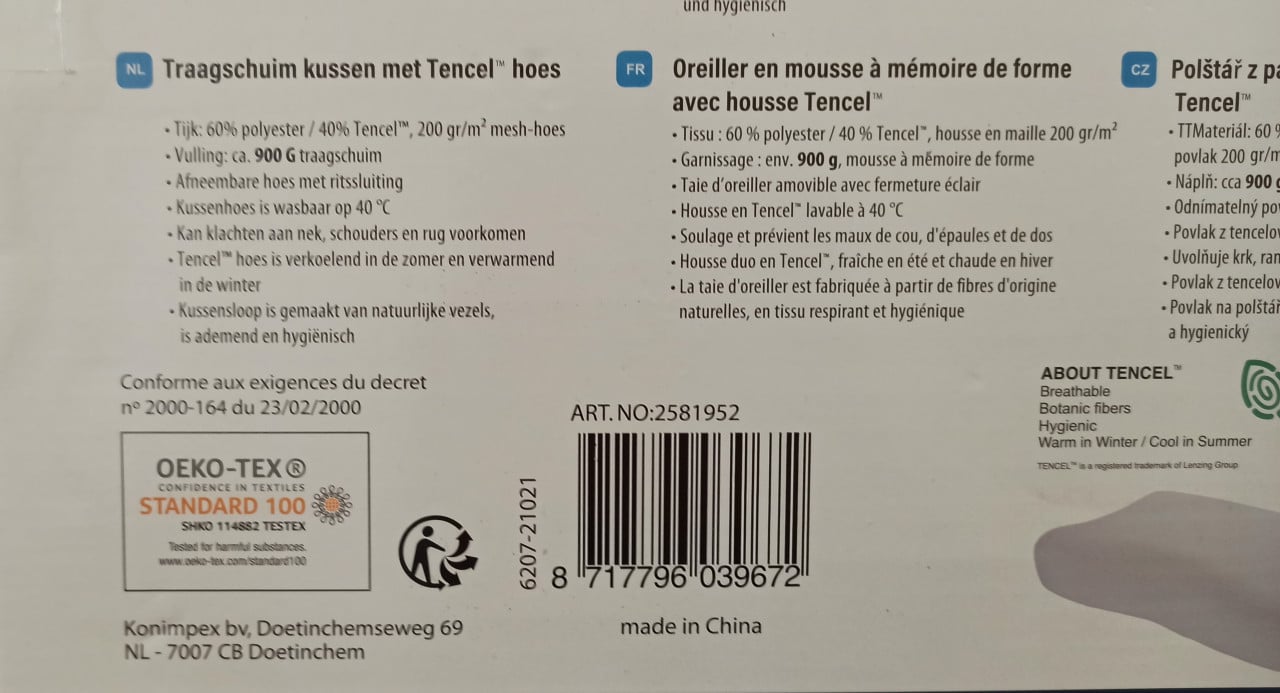 Dreamline Traagschuim kussen - Hoofdkussen - zo goed als nieuw