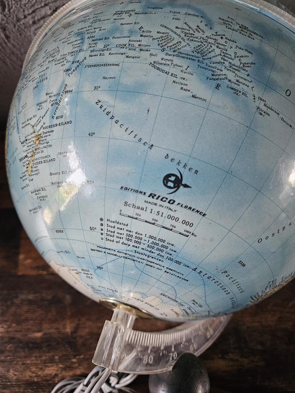 Vintage Wereldbol met Verlichting - Rico Florence italy