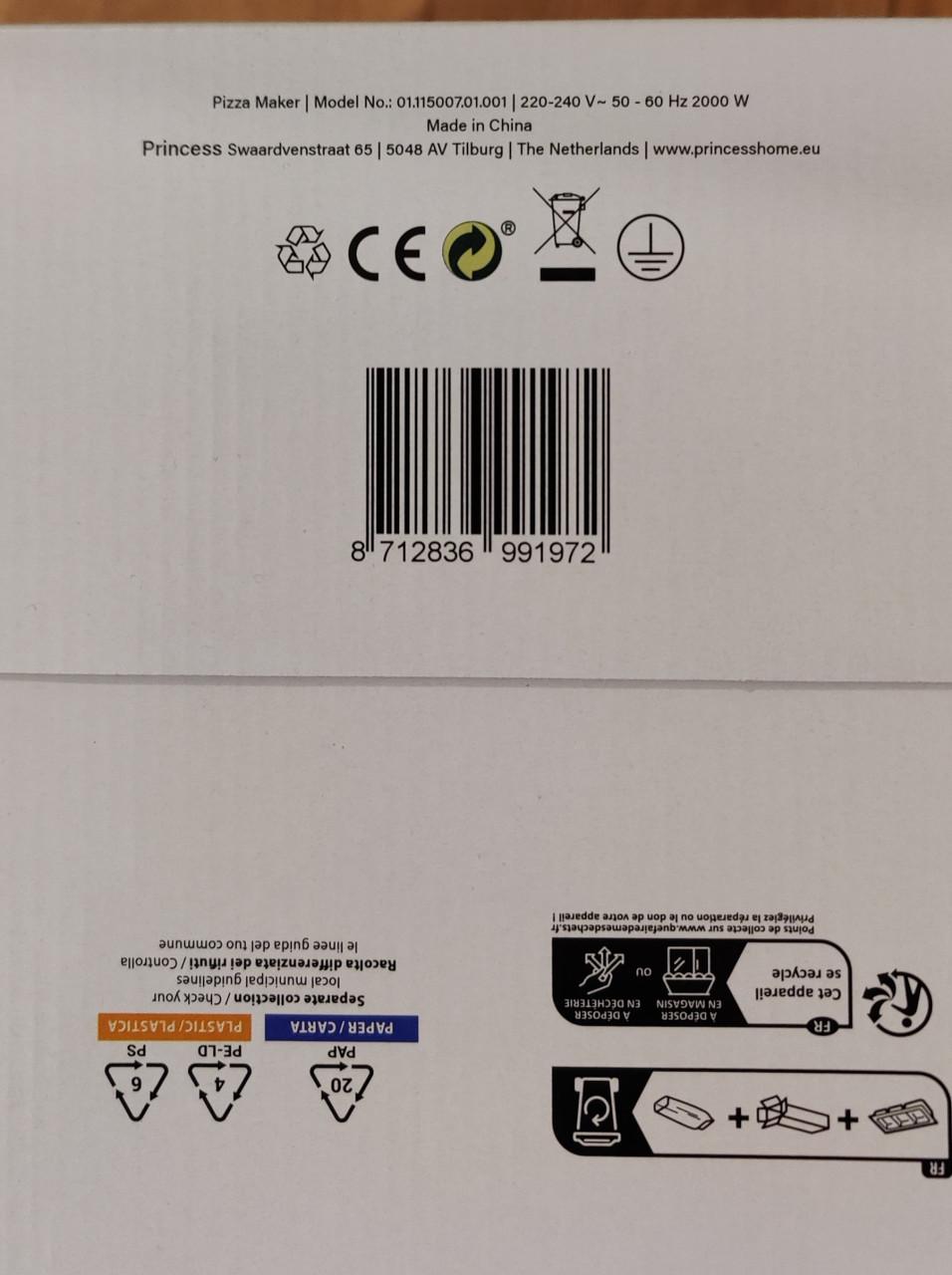 Princess Pizzamaker en Grill. (Nieuw in doos)