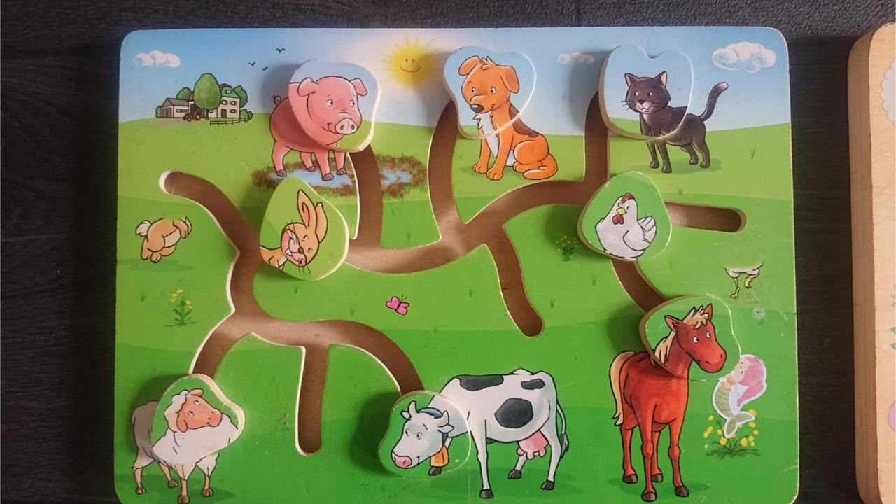 Houten puzzeldieren boerderij 2 x
