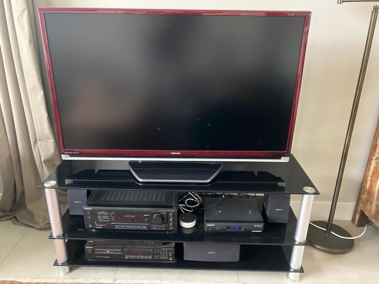 TV meubel, zwart glas