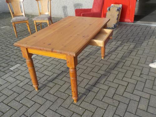 Massief grenen eettafel met lade 80 x 145 cm in goede staat
