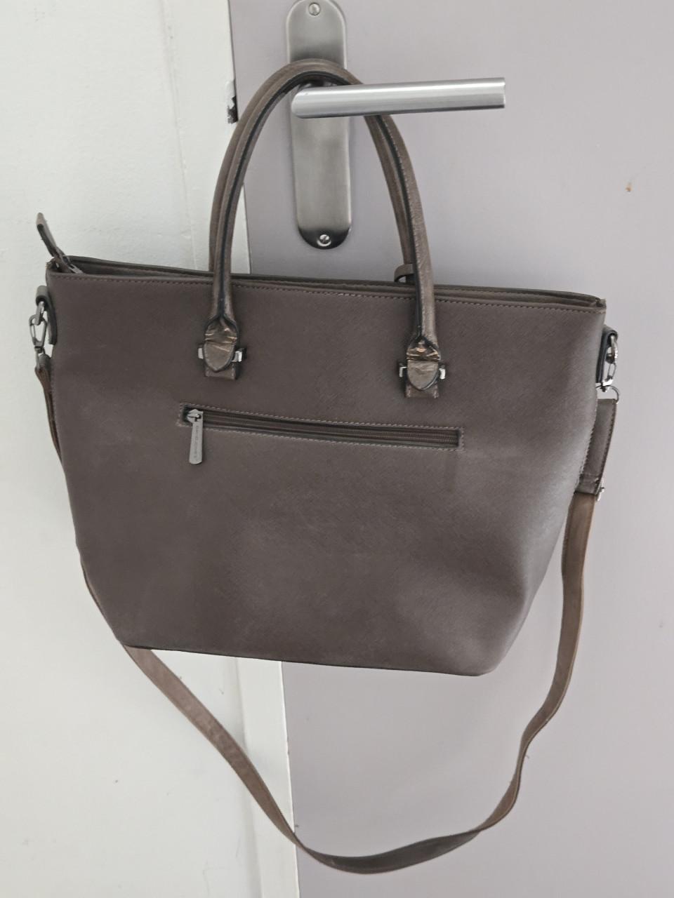 Bruine casual handtas met krokodillenprint David Jones  L38xB13.5xH28.5 cm