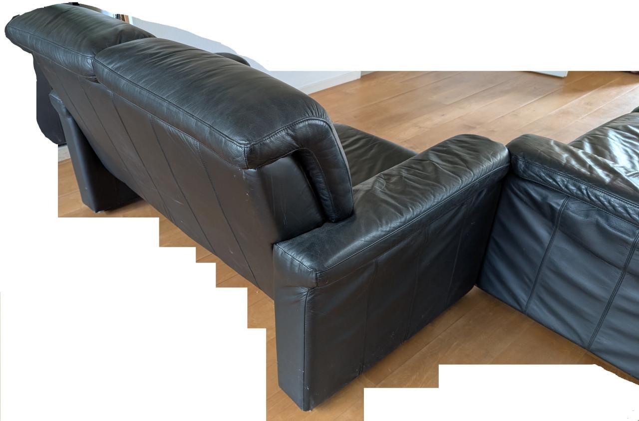 Leren 2 en 3 zits bank zwart