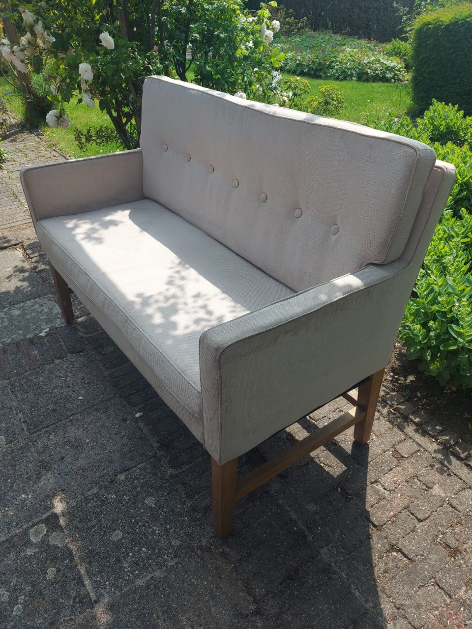 Leuke cremekleurige halbank (120 cm breed)