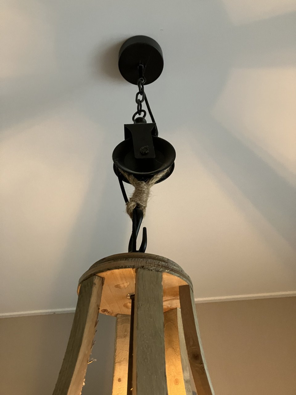 Landelijke houten hanglamp Liberty Bell