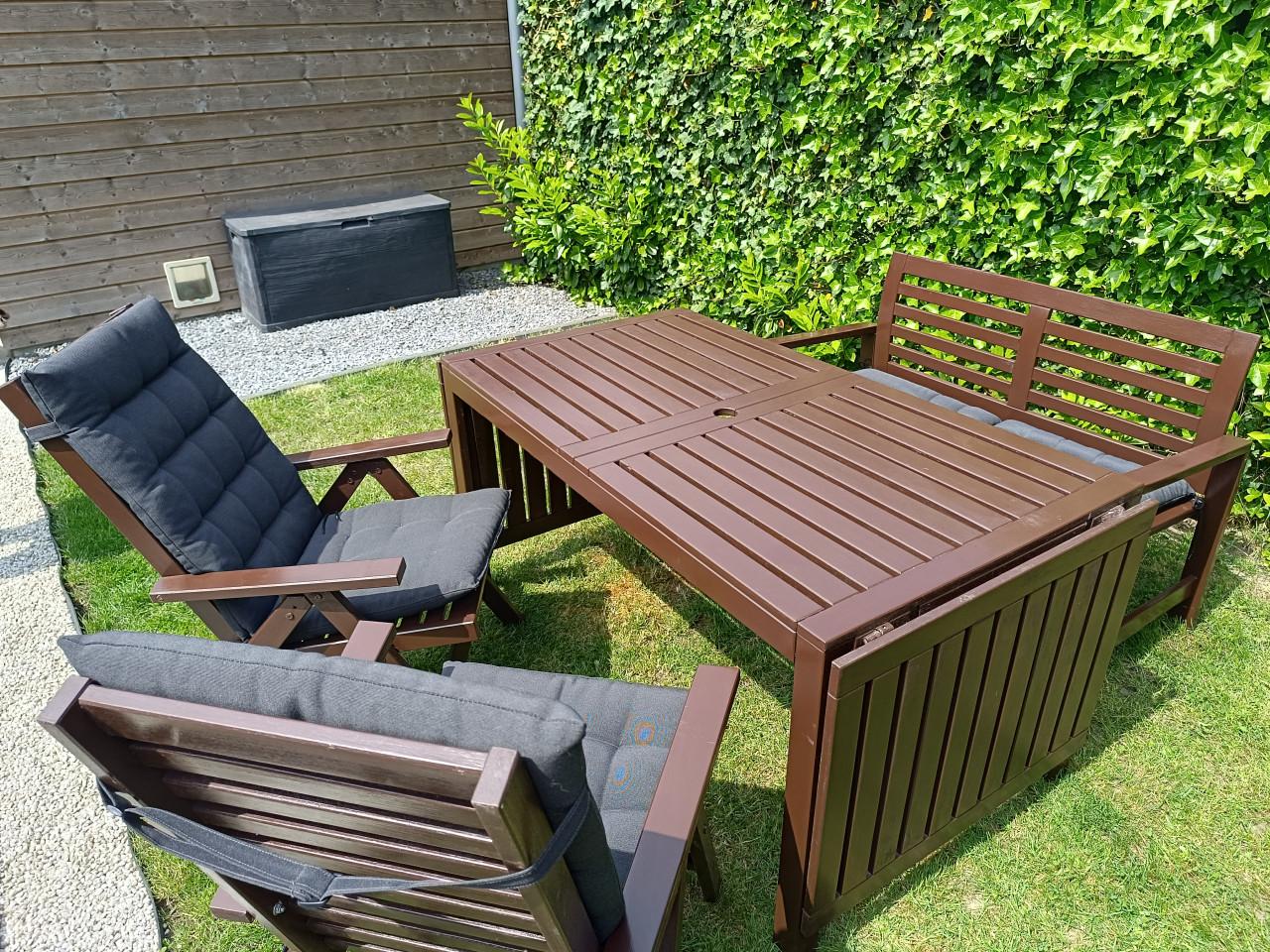 IKEA APPLARO tuinset te koop – bruin gebeitst massief hout