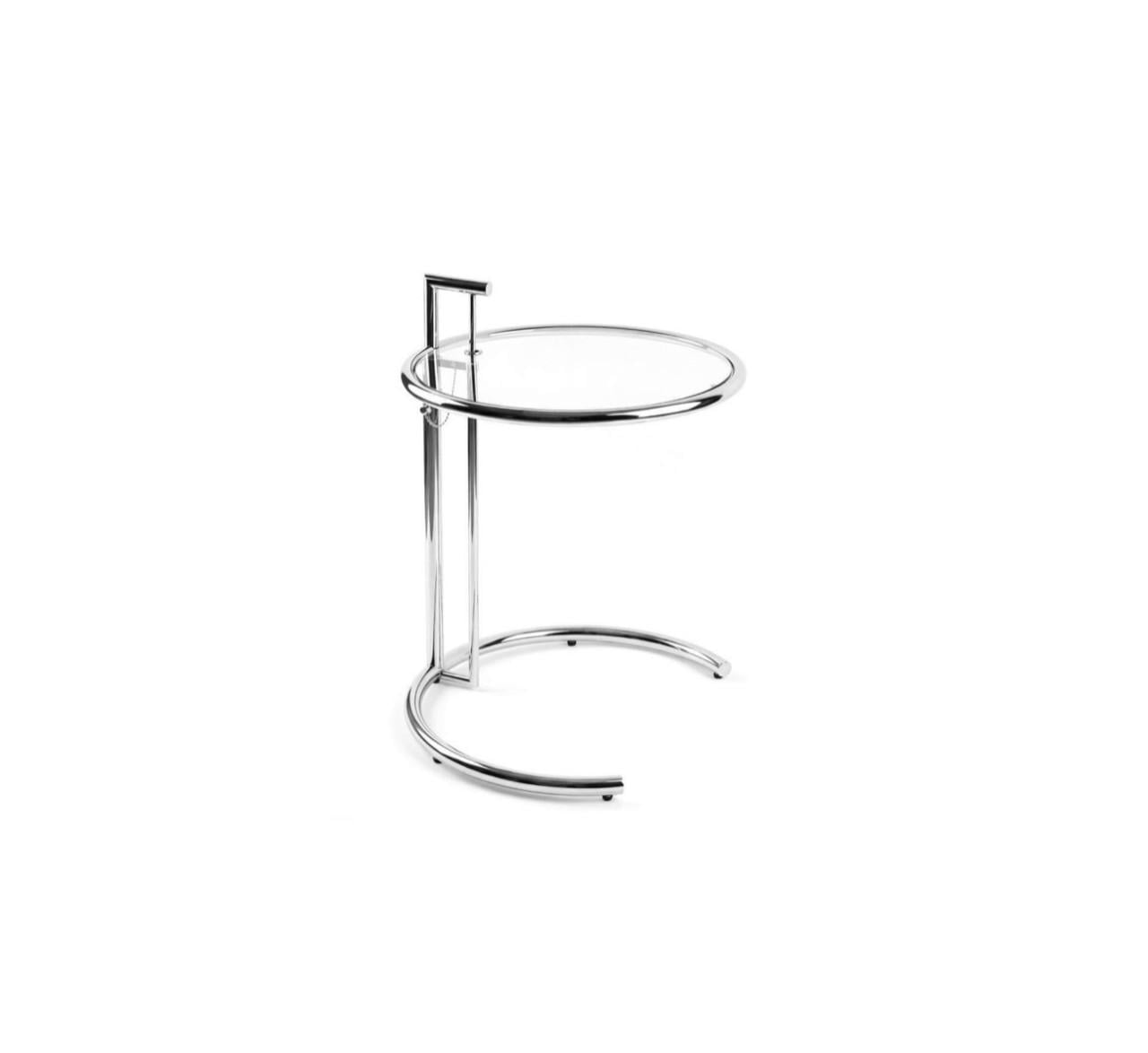 Stijlvolle bijzettafel met glazen blad en chrome frame