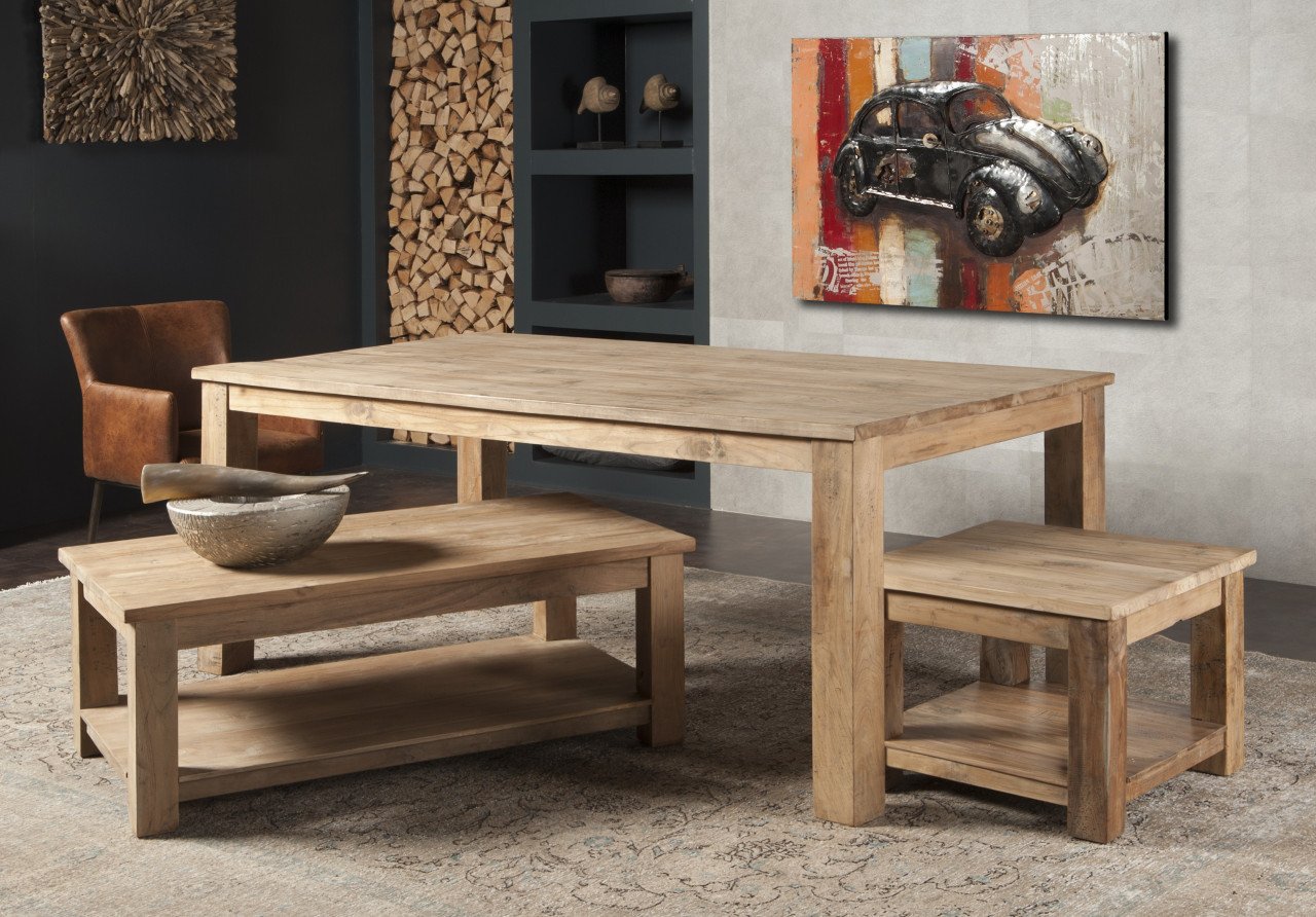 GROTE VIERKANTE TEAKHOUTEN EETKAMERTAFEL 140X140