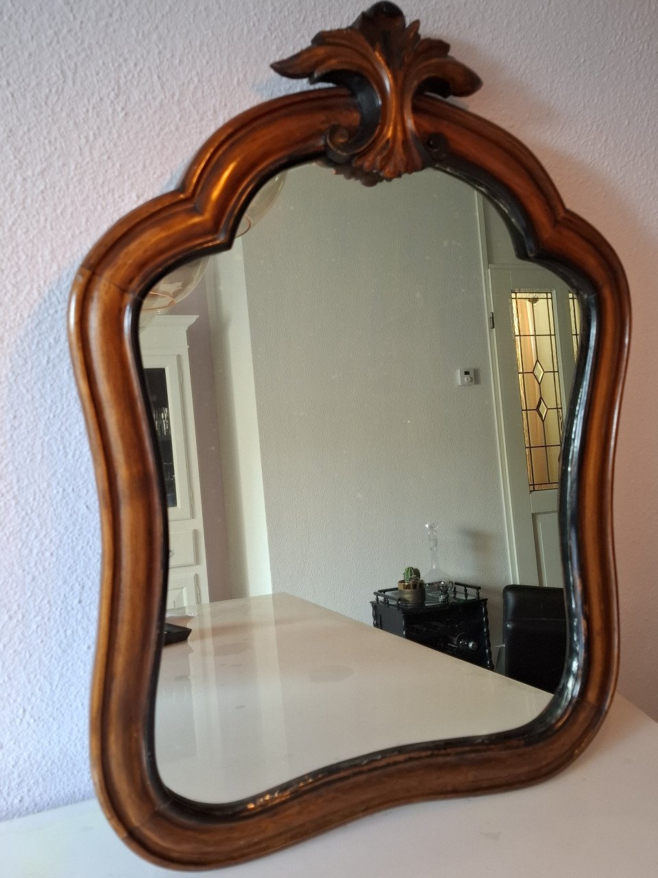 Prachtige vintage klassieke houten spiegel!