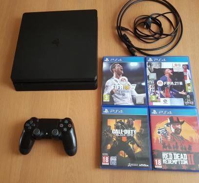 PS4 Slim fw 11.0 + Dual Shock 4 v2 + 4 spellen