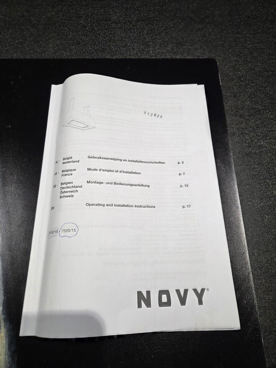 Afzuigkap novy type 7520 als nieuw.