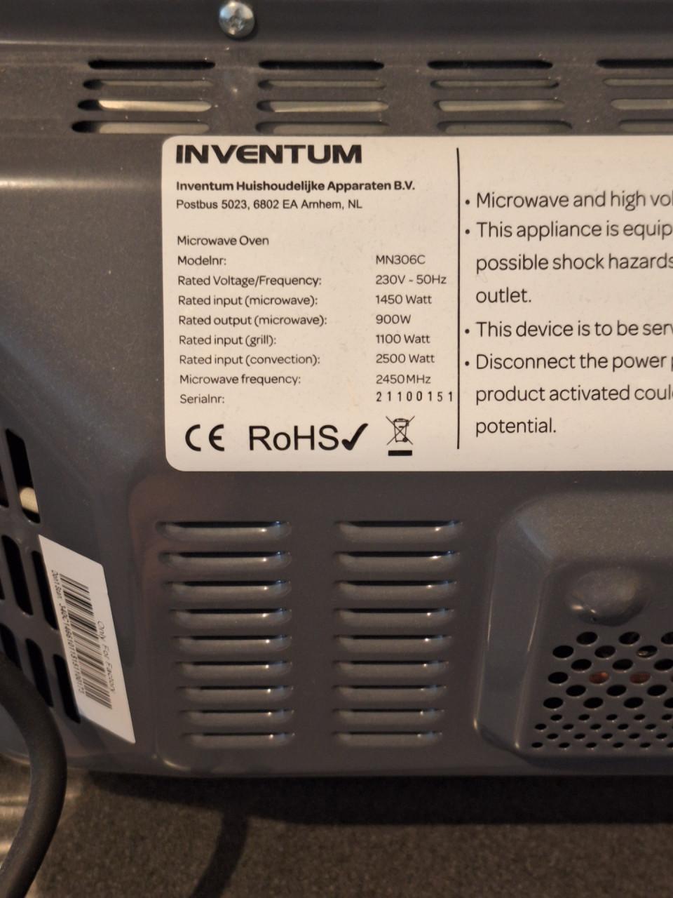 Grijze combimagnetron van Inventum, zo goed als nieuw!!