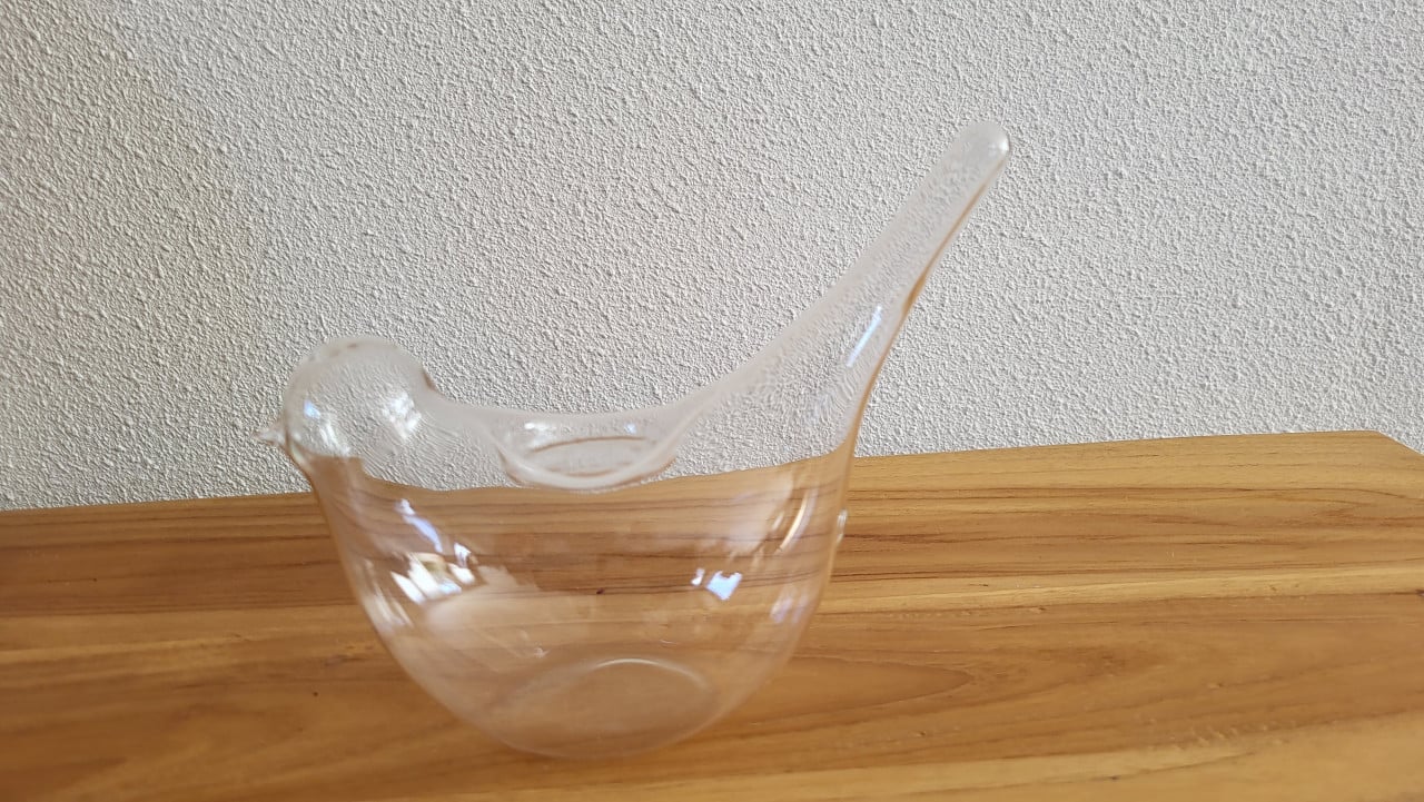 Waxinelichthouder vogel glas