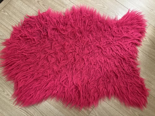 Roze vloerkleedje hoogpolig 100 x 75 cm