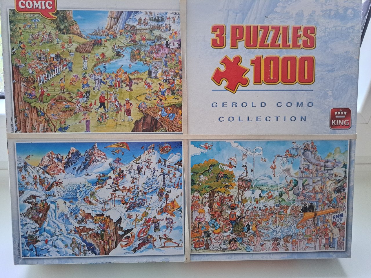 3 king puzzels van 1000 stukjes in 1 doos.