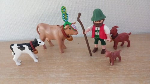 Playmobil herder met koe en geit met jong set 5425