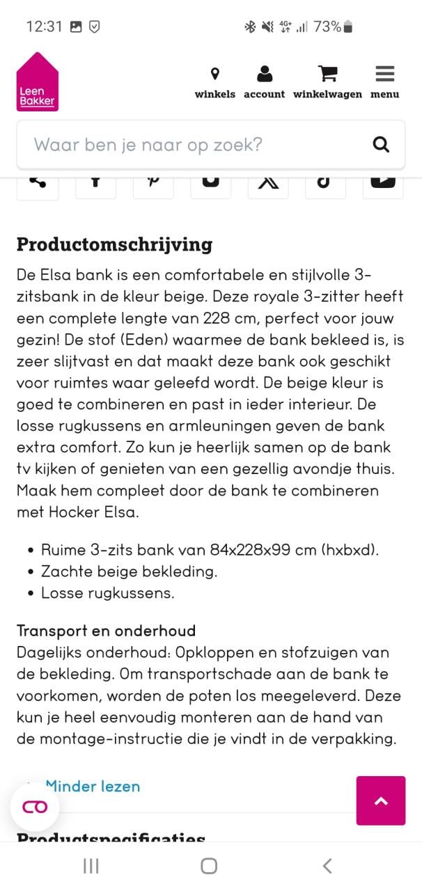 Bank 3 zits beige (3 mnd oud)