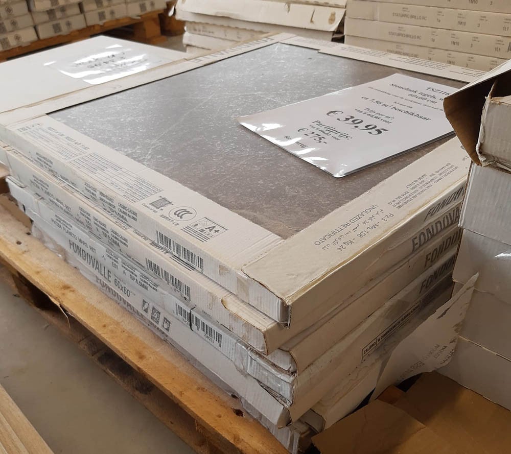 TSZ1163 ca 7,56 m² natuursteenlook tegels, 60x60 cm, grijs, van 64,95 voor