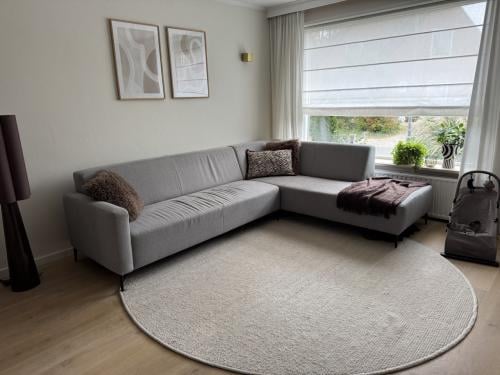 Rond wollen vloerkleed beige gemêleerd – Ø 250 cm