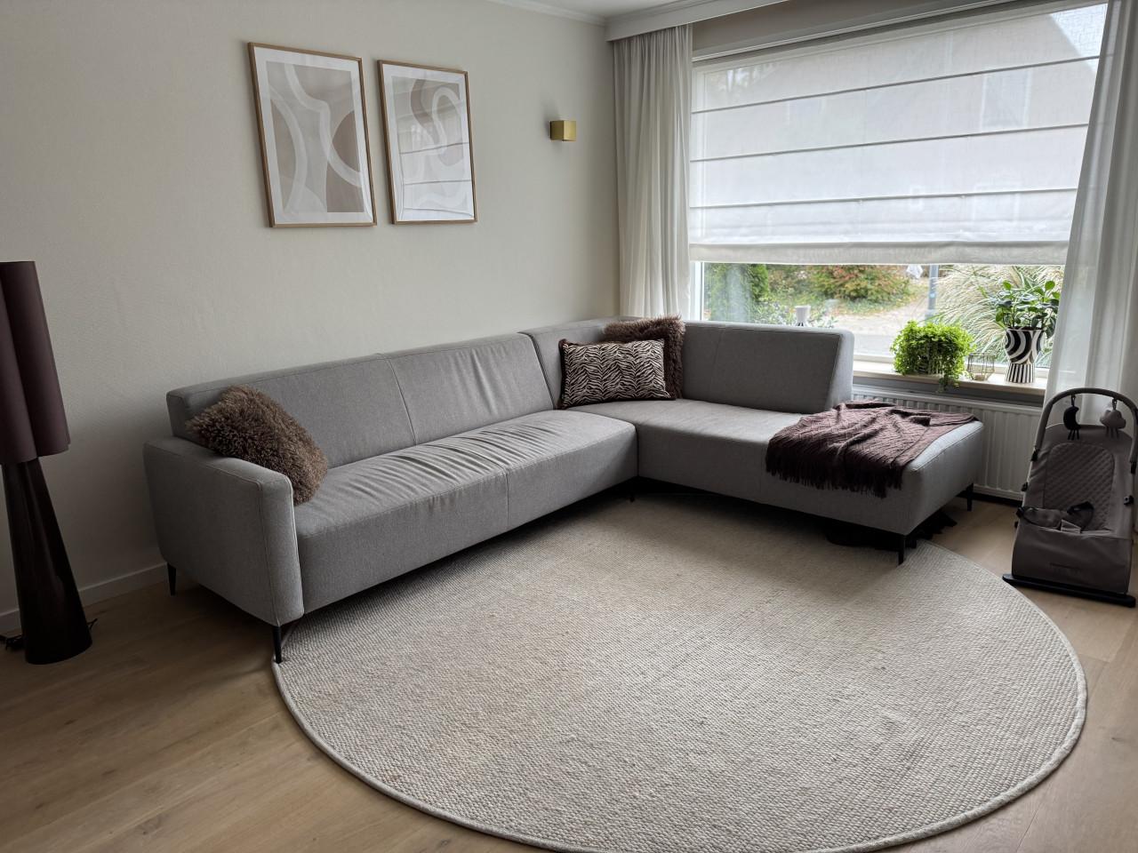 Rond wollen vloerkleed beige gemêleerd – Ø 250 cm