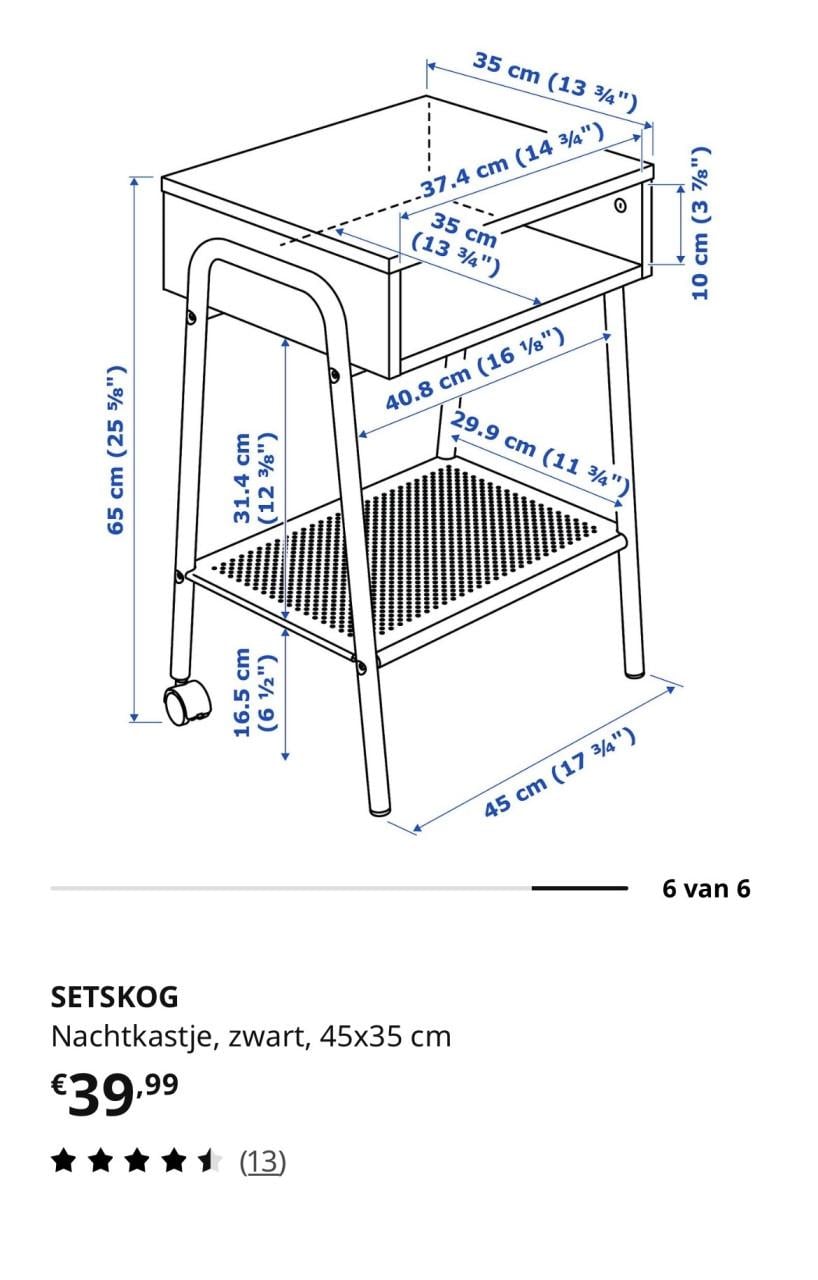 Twee nachtkastjes ‘SETSKOG’ van ikea