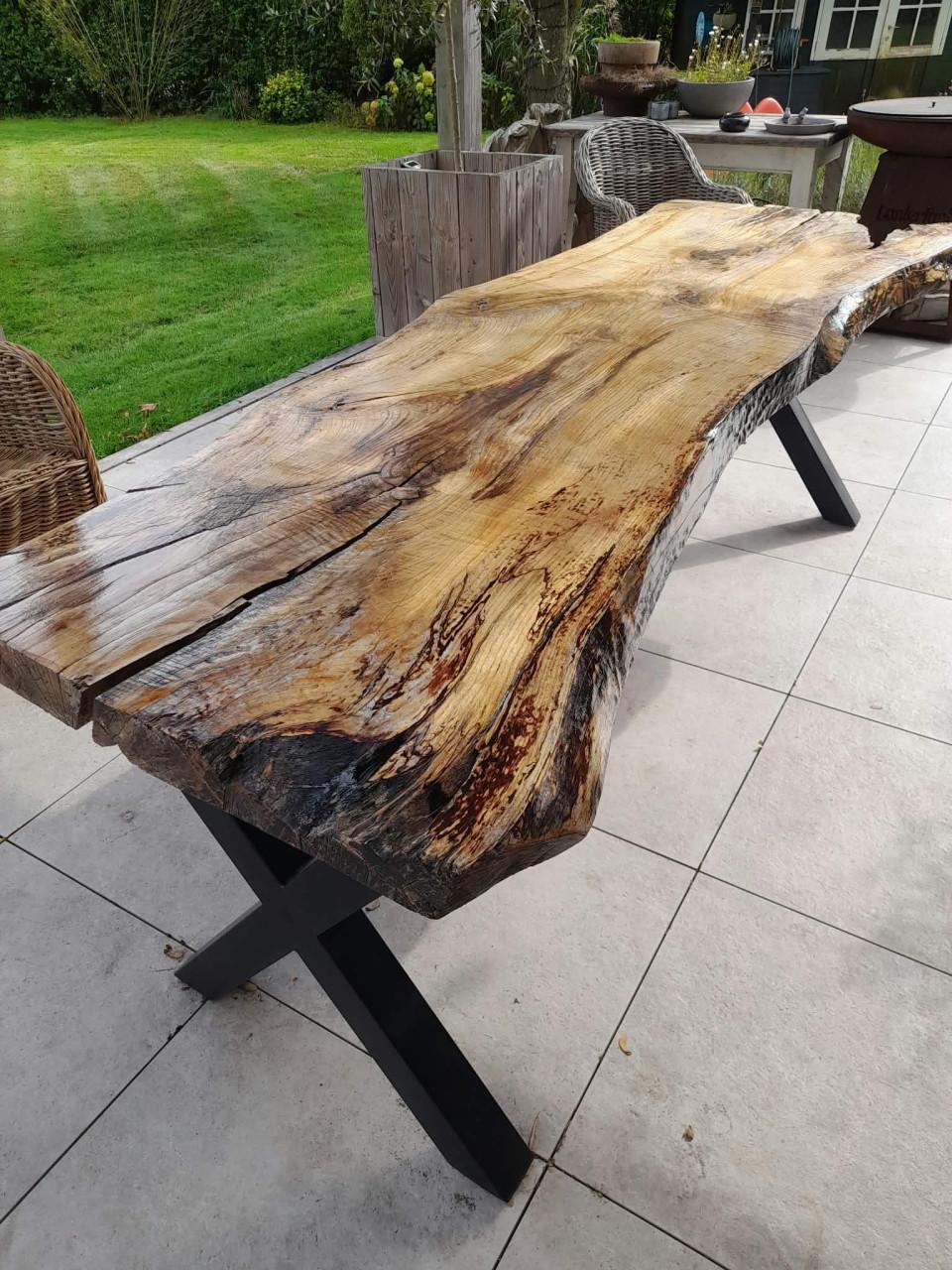 Unieke Boomstamtafel in Beuk 250x80x78 cm