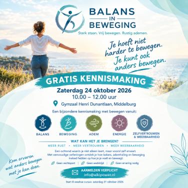 Gratis kennismaking: Balans in Beweging – anders bewegen in Middelburg