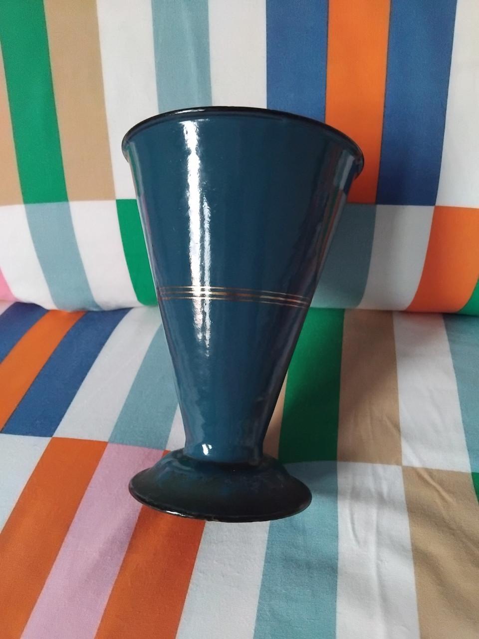 Emaille Vintage Edy Maatbeker Petrolblauw