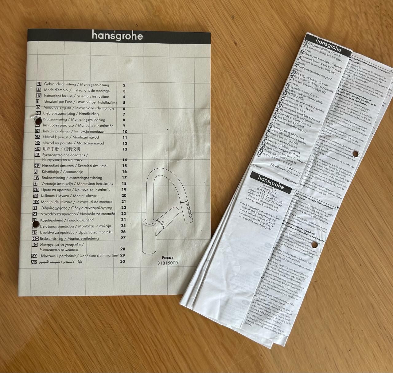 Hans Grohe-keukenkraan type focus (chroom), met uittrekbare vuistdouche