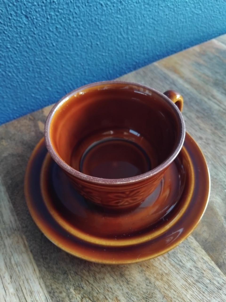 Vintage Koffie/Theepot Theelichtwarmer Kop/schotel