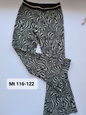 D-Zine kaki groen, zwarte zebraprint flared broek Mt 116-122