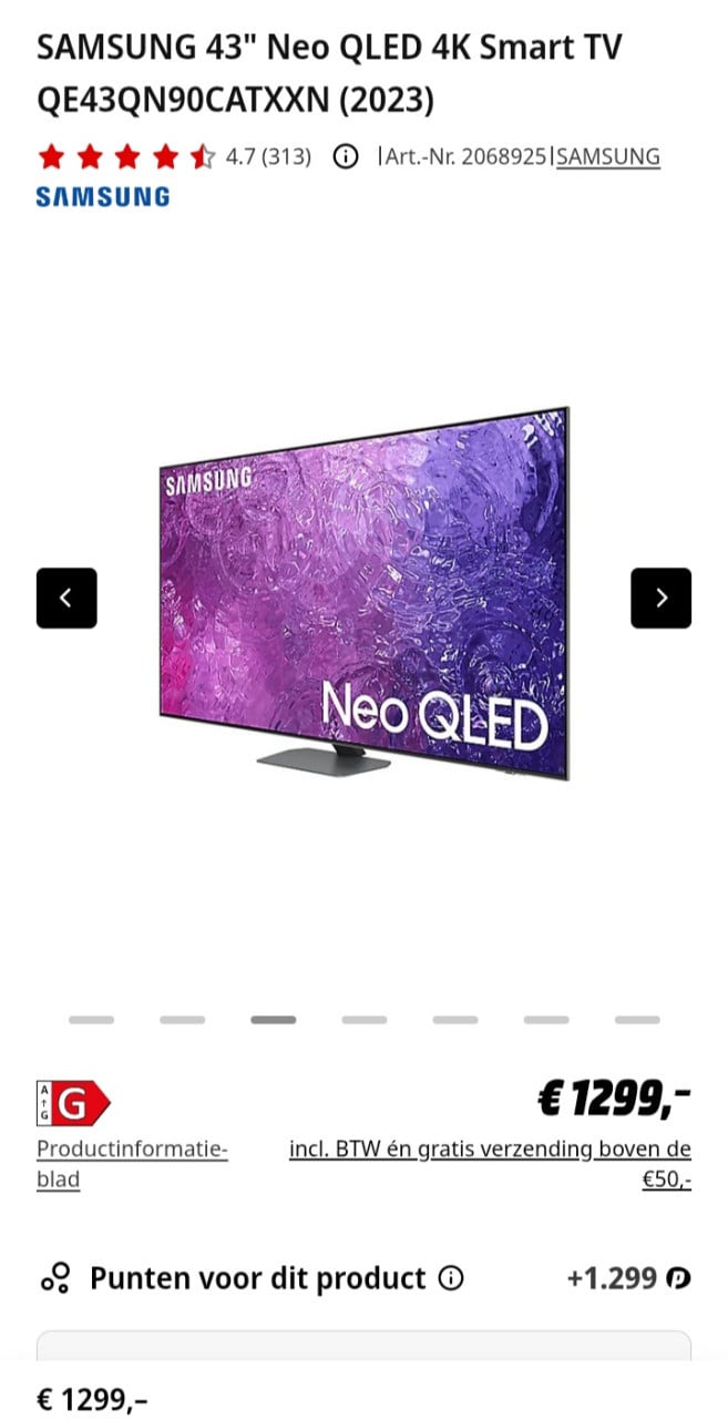 SAMSUNG 43" Neo QLED 4K Smart TV QE43QN90CATXXN (2023)