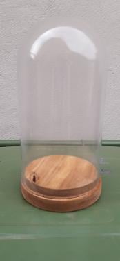 Ikea  Harliga, glazen stolp met houten schotel, display