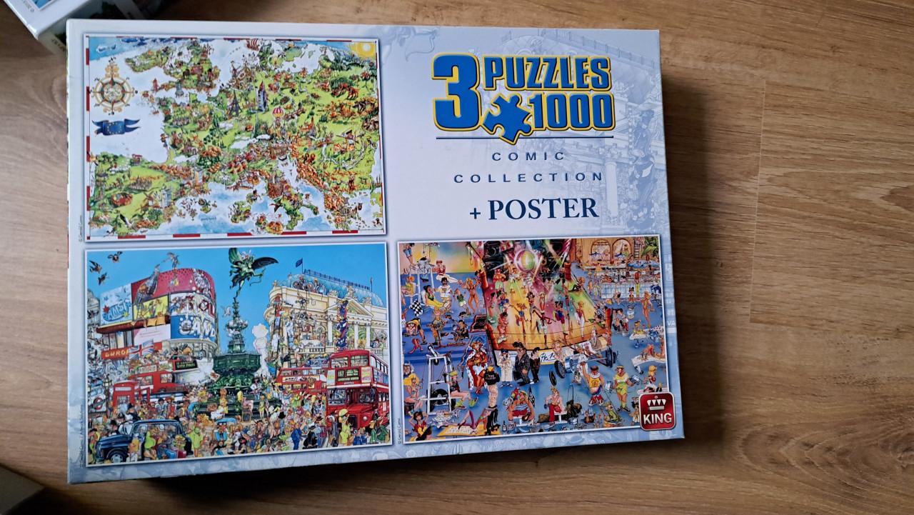 Legpuzzel 3 x 1000 stukjes.  Puzzel comic, collection en poster.