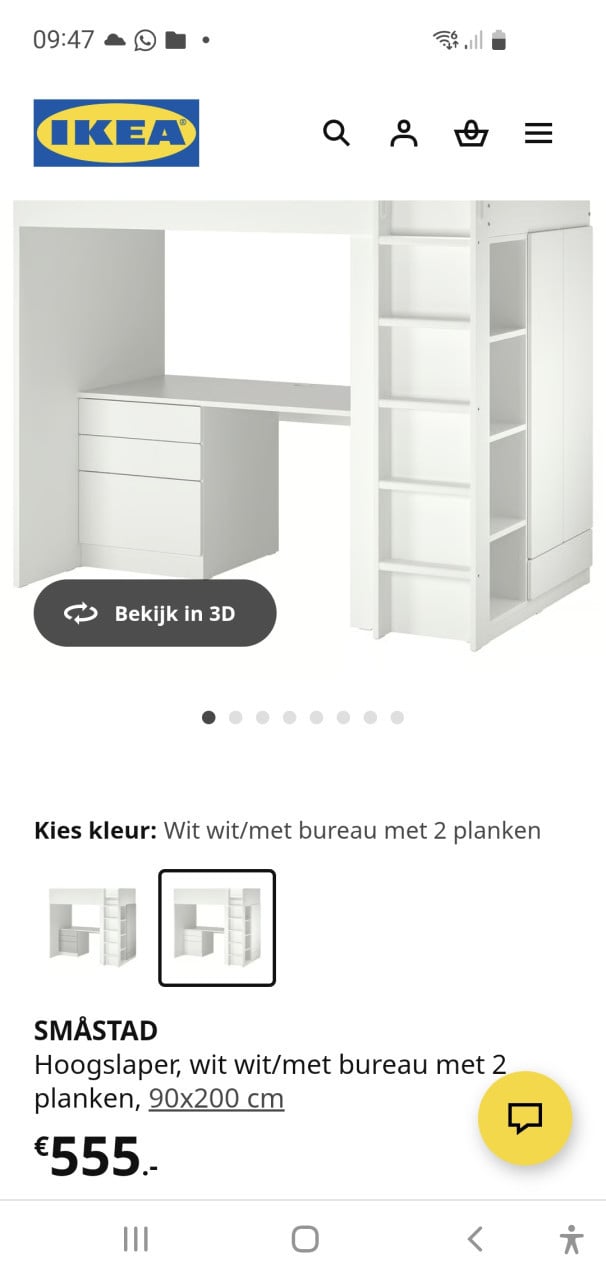 Hoogslaper met bureau en kast