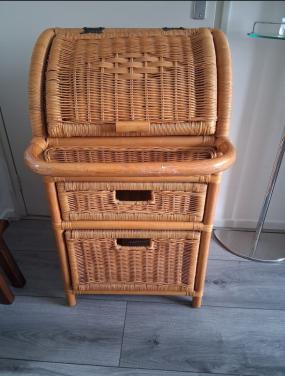 Vintage Rieten Rotan opbergmeubel