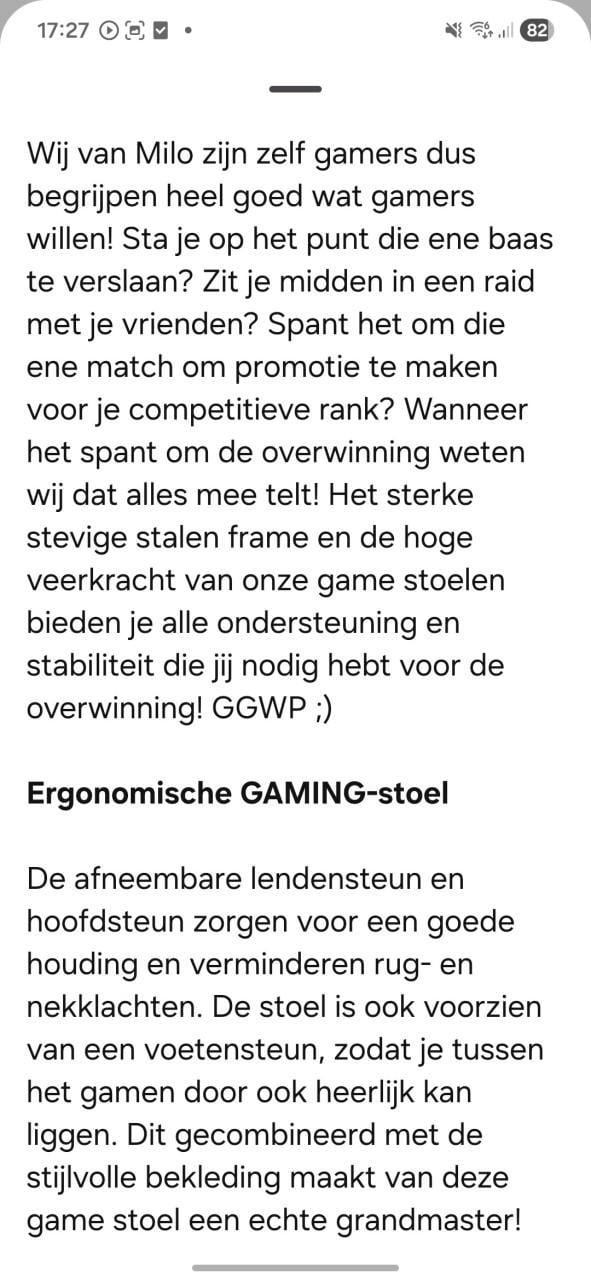 Te koop gamestoel weinig gebruikt