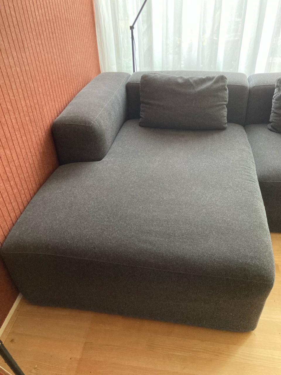 Kave Home 4-zits Loungebank Blok - Donkergrijs Stof