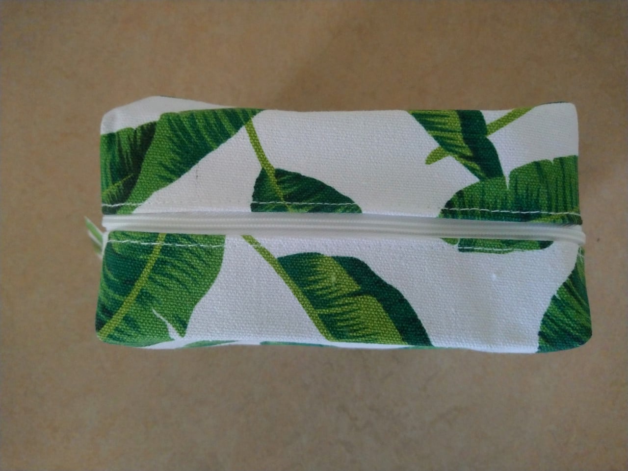 Toilettas / make-up tas wit/groen botanische print - NIEUW
