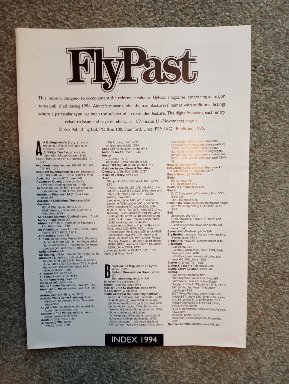 FLYPAST Magazine 1994 ; complete jaargang + index