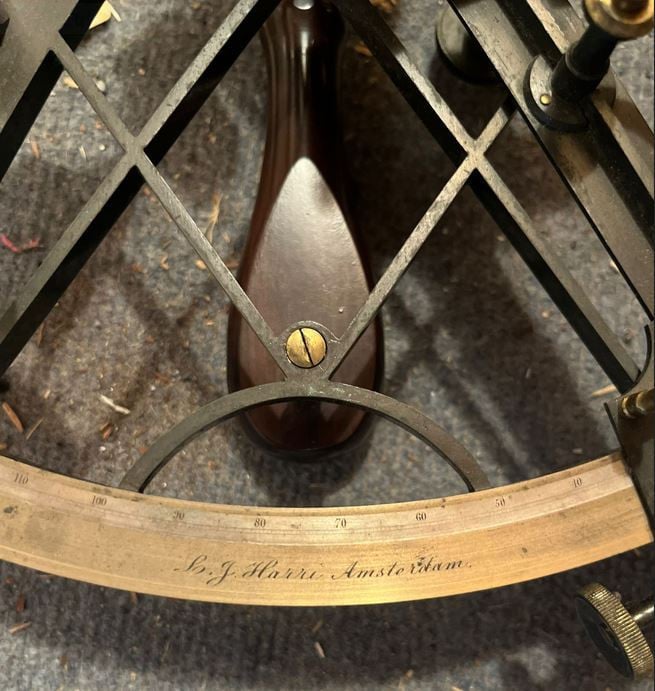 Antieke sextant in originele mahonie kist